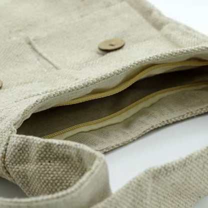 Natürliche Zwei-Taschen-Umhängetasche – Naturfarben – Medium