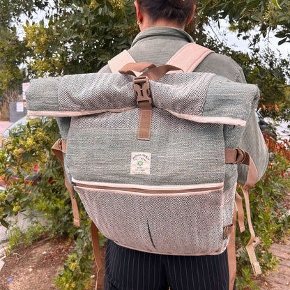 Hemp Trekking Roll-Top-Rucksack – Salbeigrün