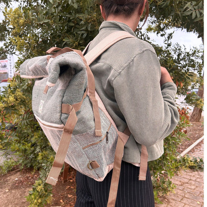 Hemp Trekking Roll-Top-Rucksack – Salbeigrün