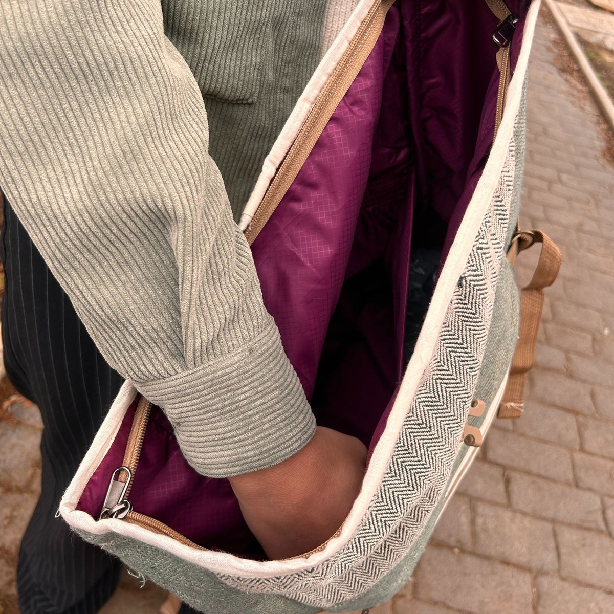 Hemp Trekking Roll-Top-Rucksack – Salbeigrün