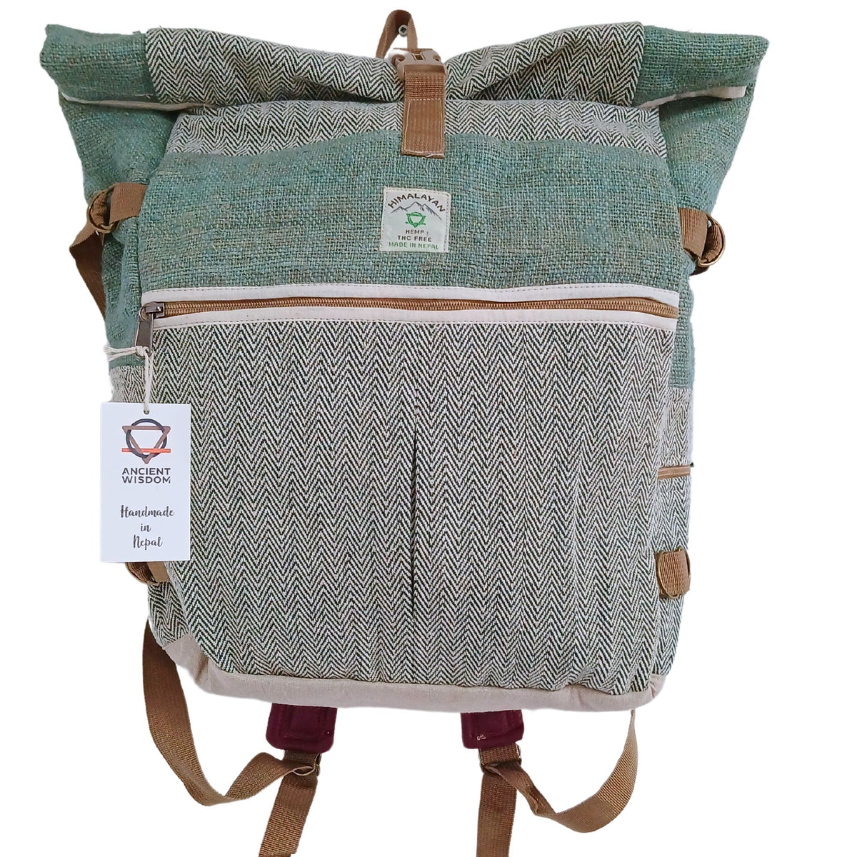 Hemp Trekking Roll-Top-Rucksack – Salbeigrün