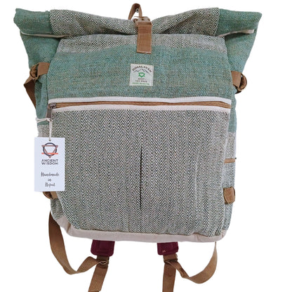 Hemp Trekking Roll-Top-Rucksack – Salbeigrün