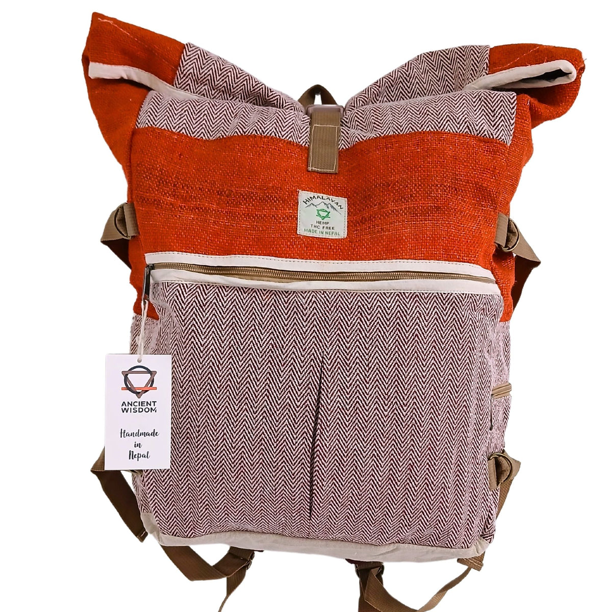 Hemp Trekking Roll-Top-Rucksack - Sunset Orange