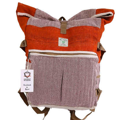 Hemp Trekking Roll-Top-Rucksack - Sunset Orange