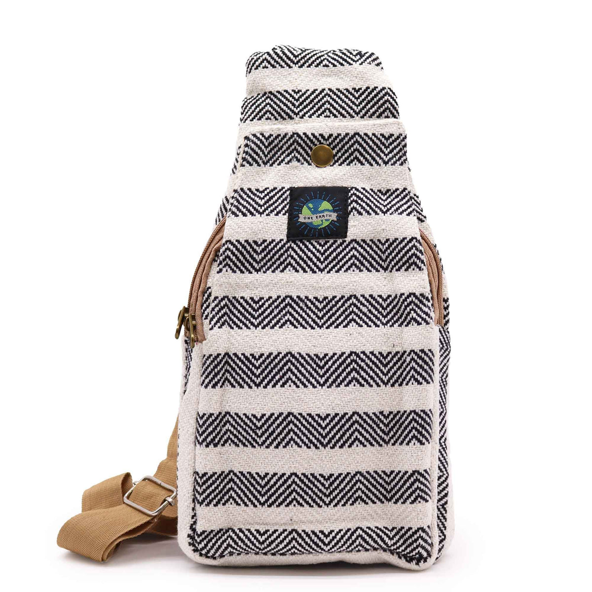Crossbody-Tasche – Naturbaumwolle (Schwarz & Weiß)