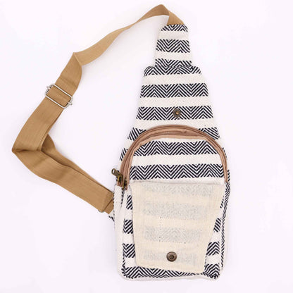 Crossbody-Tasche – Naturbaumwolle (Schwarz & Weiß)